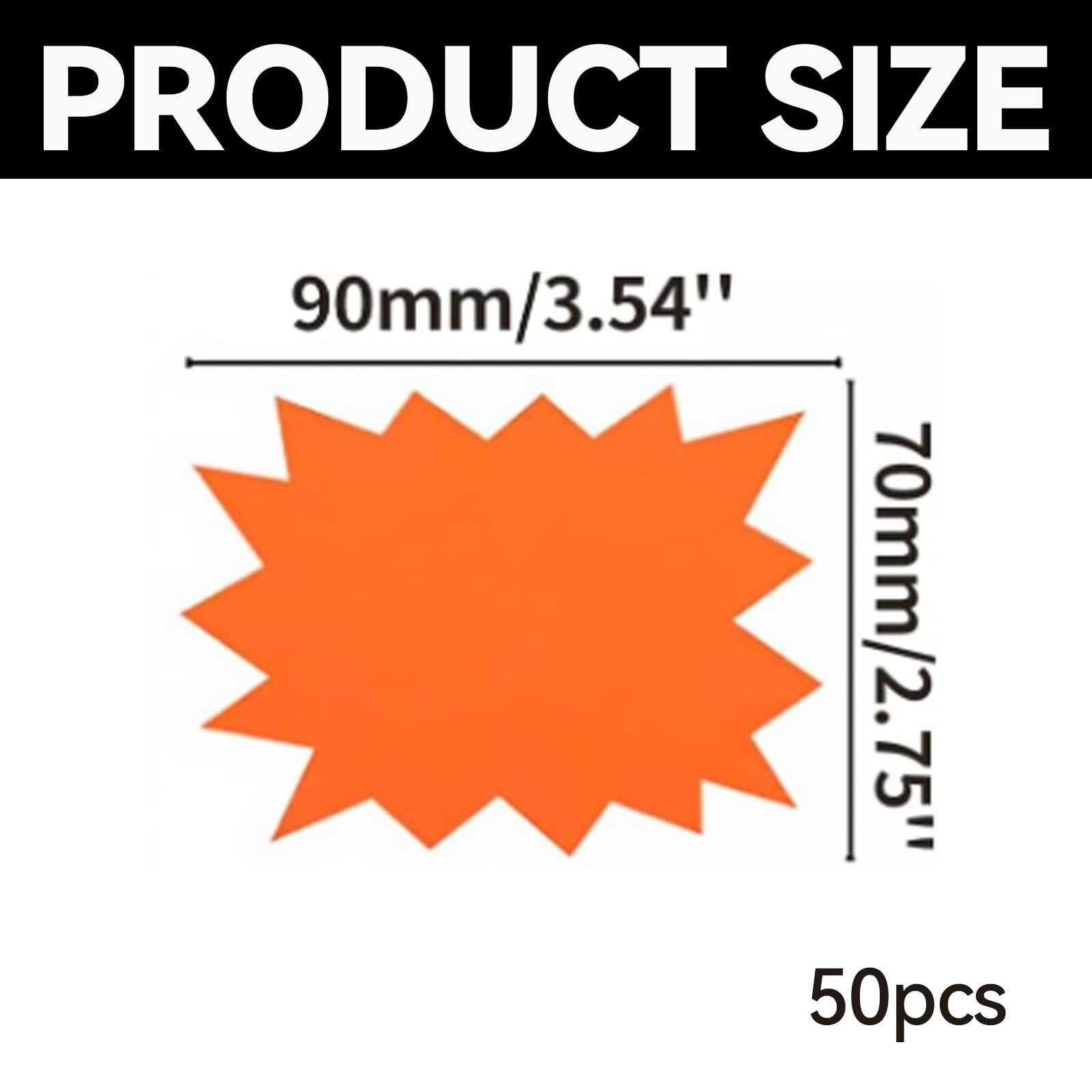 Lot de 300 panneaux fluorescents Starburst - Étiquettes de prix attrayantes pour les magasins de détail, les ventes de garage, les prix de magasin durables, 6 couleurs, 9 x 7 cm