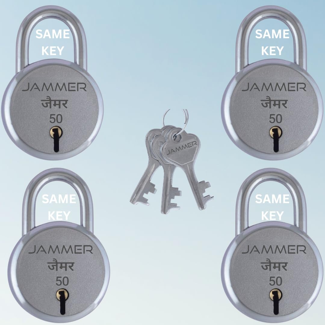 Jammer Round 50 Lock, 6 Lever, Small Size, Single Locking, Iron Body, Lock for Home, Lock and Key (Same Key Lock, 4)