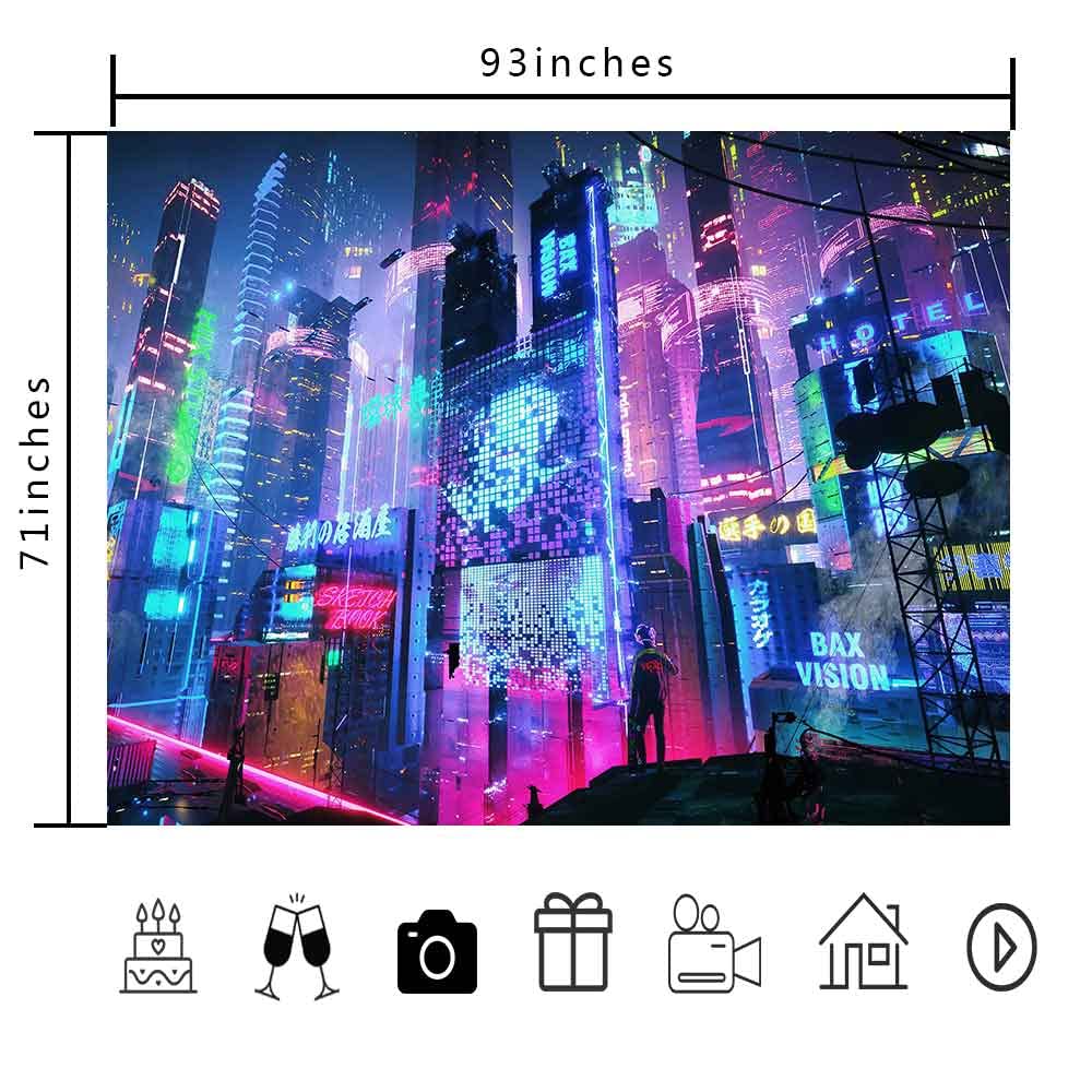 X-SISTER Tapisserie Punk Paysage Urbain Japonais Vue Nocturne