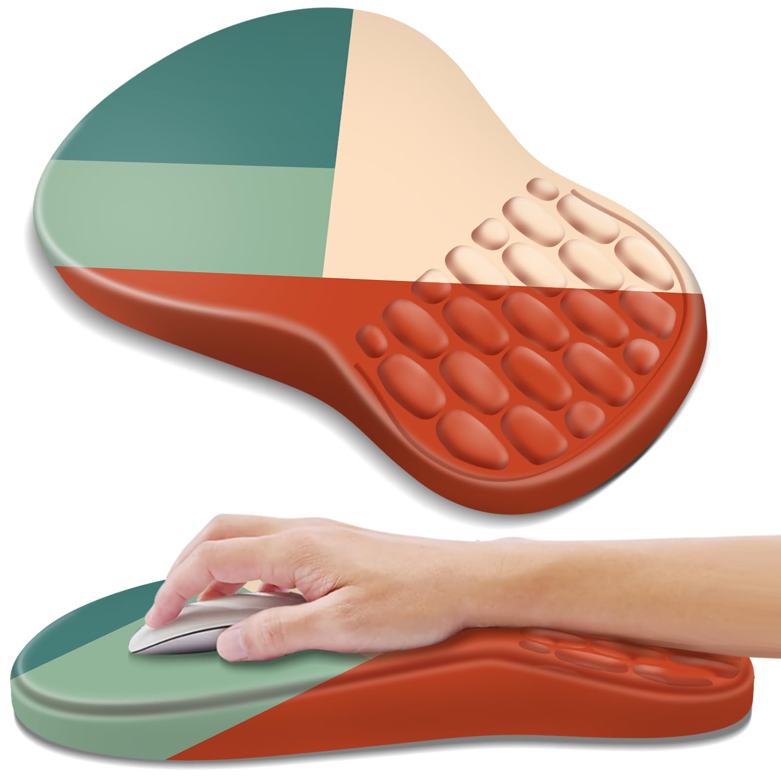 YIWEI Ergonomic Mouse Pad with Wrist Rest Support, Mousepad with Comfortable Memory Foam Wrist Rest and Non-Slip PU Base for Pain Relief, Computer, Laptop, Office, Home (Blocks)