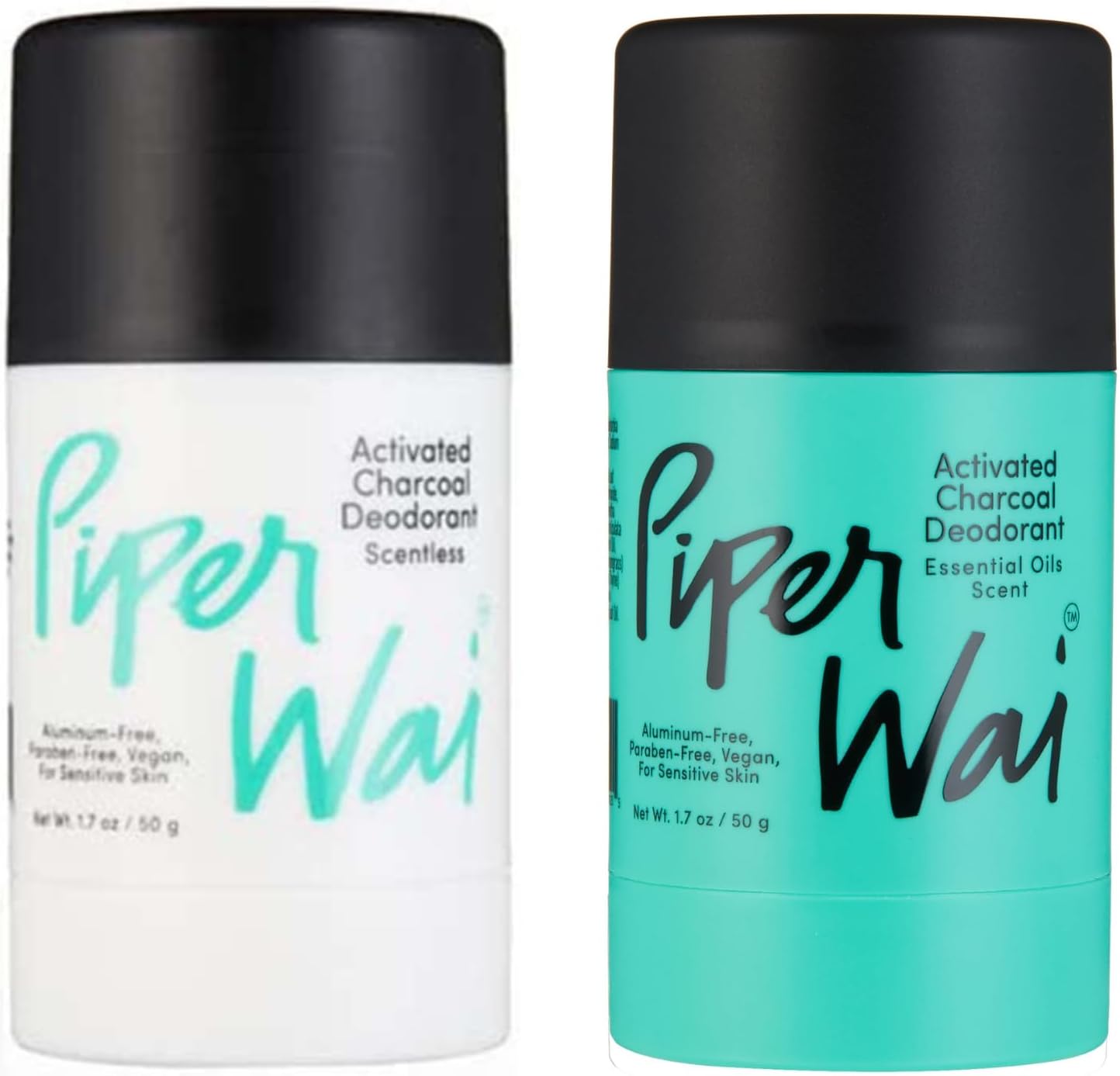 PiperWai Natural Deodorant w/Activated Charcoal Odor