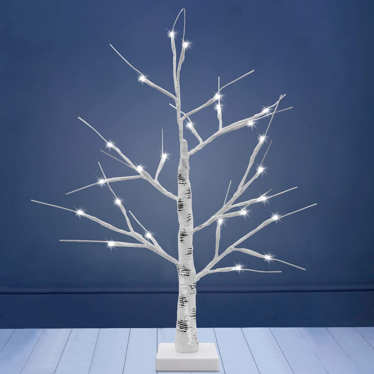 60cm Indoor 24 LED Birch Tree White 6000k Light Dual - Mains and Battery Operated