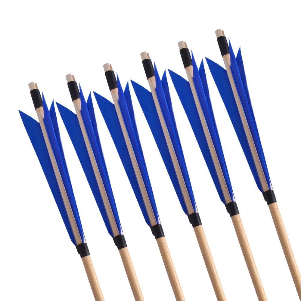 Generico Tiro con L'Arco 6/12 Pezzi frecce di Legno Tradizionale 5 Pollici Piume di Tacchino Pratica Bersaglio frecce Vestito per Arco ricurvo Arco Lungo