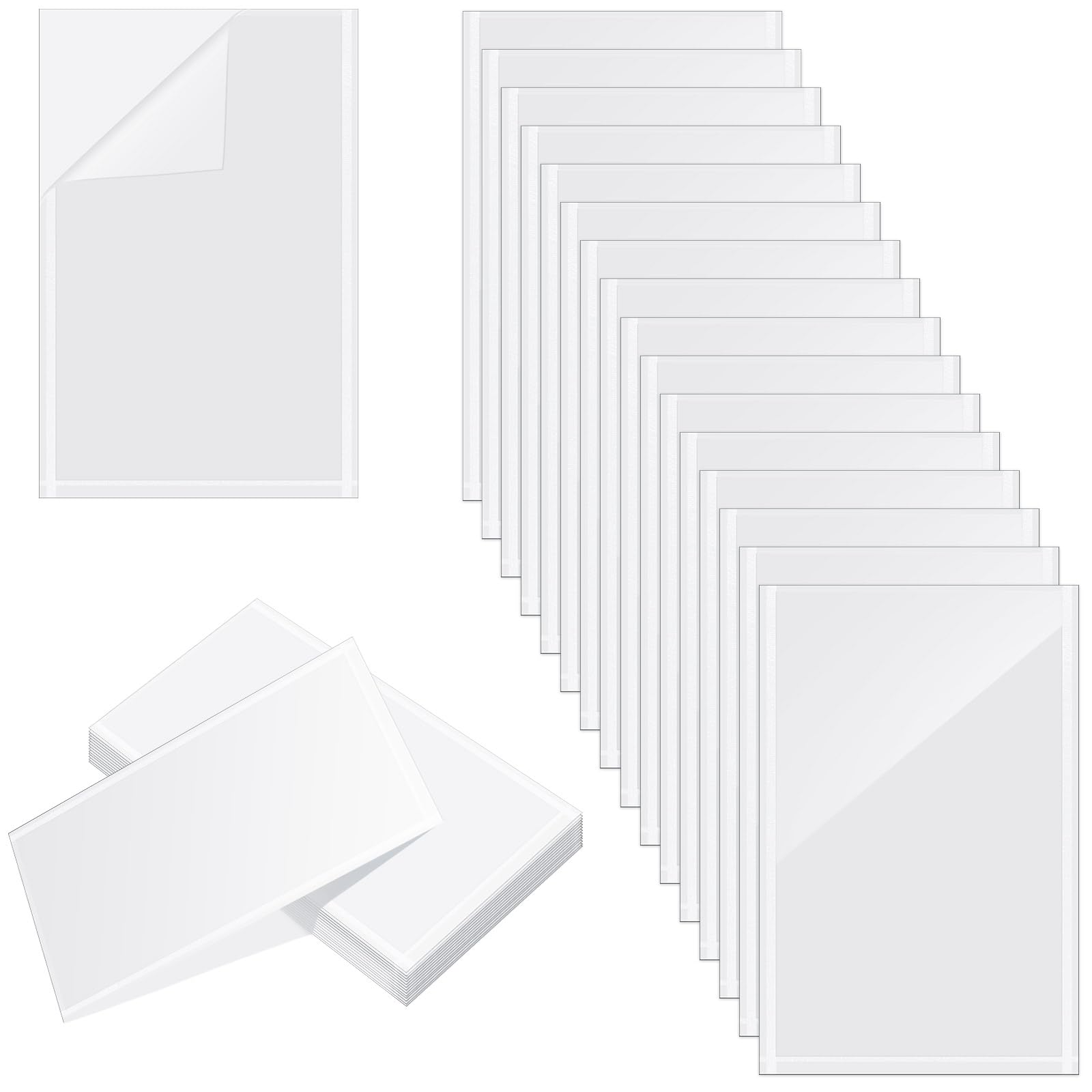 Gueevin 100 Pcs 2 X 3.5 Inch Adhesive Sheet Protectors Clear Plastic