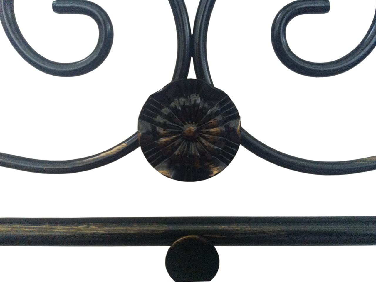 SISA srl, Struttura Letto Matrimoniale Ferro Battuto, Modello Gardenia, Colore Nero Anticato (Con Sfumature Oro), 170x120x195 cm, 100% Made in Italy