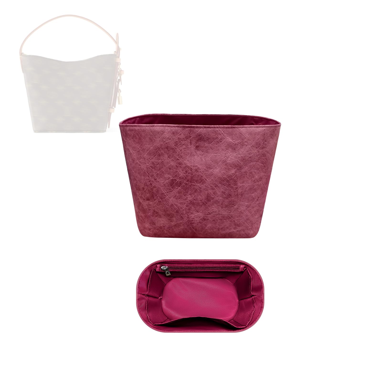 QIGUAN Purse Organizer Insert, Slim Inside Storage Bag Organizer Insert Fit for LV All In BB Bucket Bag Lightweight Inside Storage Pouch (Style-02, BB