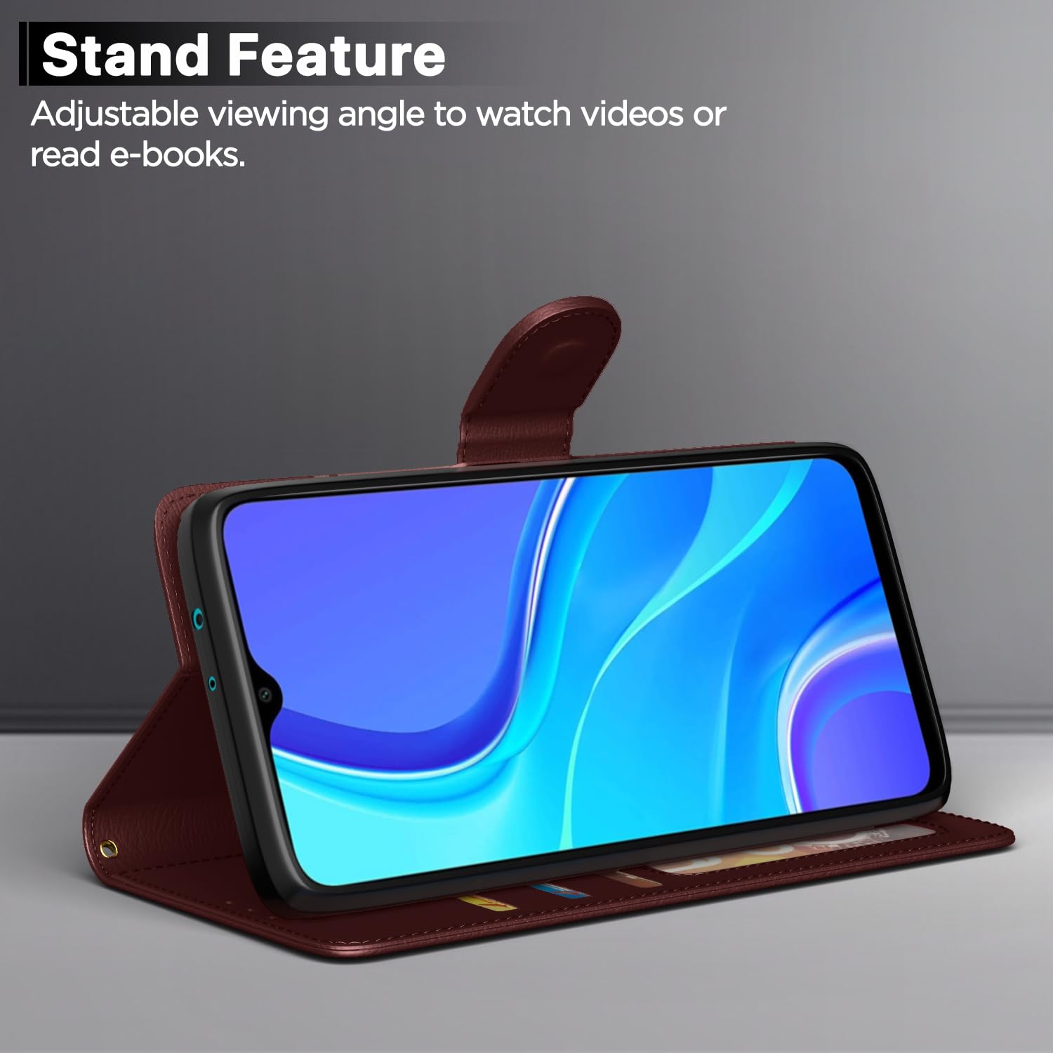 Pikkme Redmi 9 Prime/Poco M2 Flip Cover Case | Leather flip Back Covers Cases for Redmi 9 Prime/Poco M2 (Brown) 1