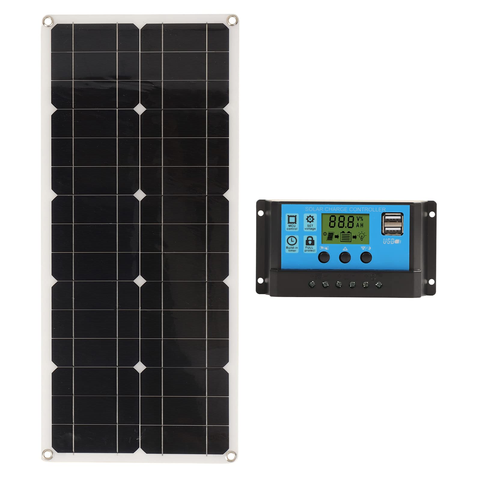 Dioche Batteria Pannello Solare da 30 W IP65 per Rimorchio per Barca per Auto da 12 V/24 V con Supporto (30A)