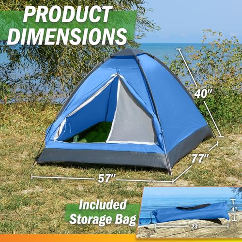 2 Person Camping Tent with Rain Fly and Carrying Bag - Lightweight Outdoor Pop Up Tents for Camping Essentials, Music Festivals, Backpacking, Hiking, or Beach Shelter by Wakeman Outdoors - Image 3