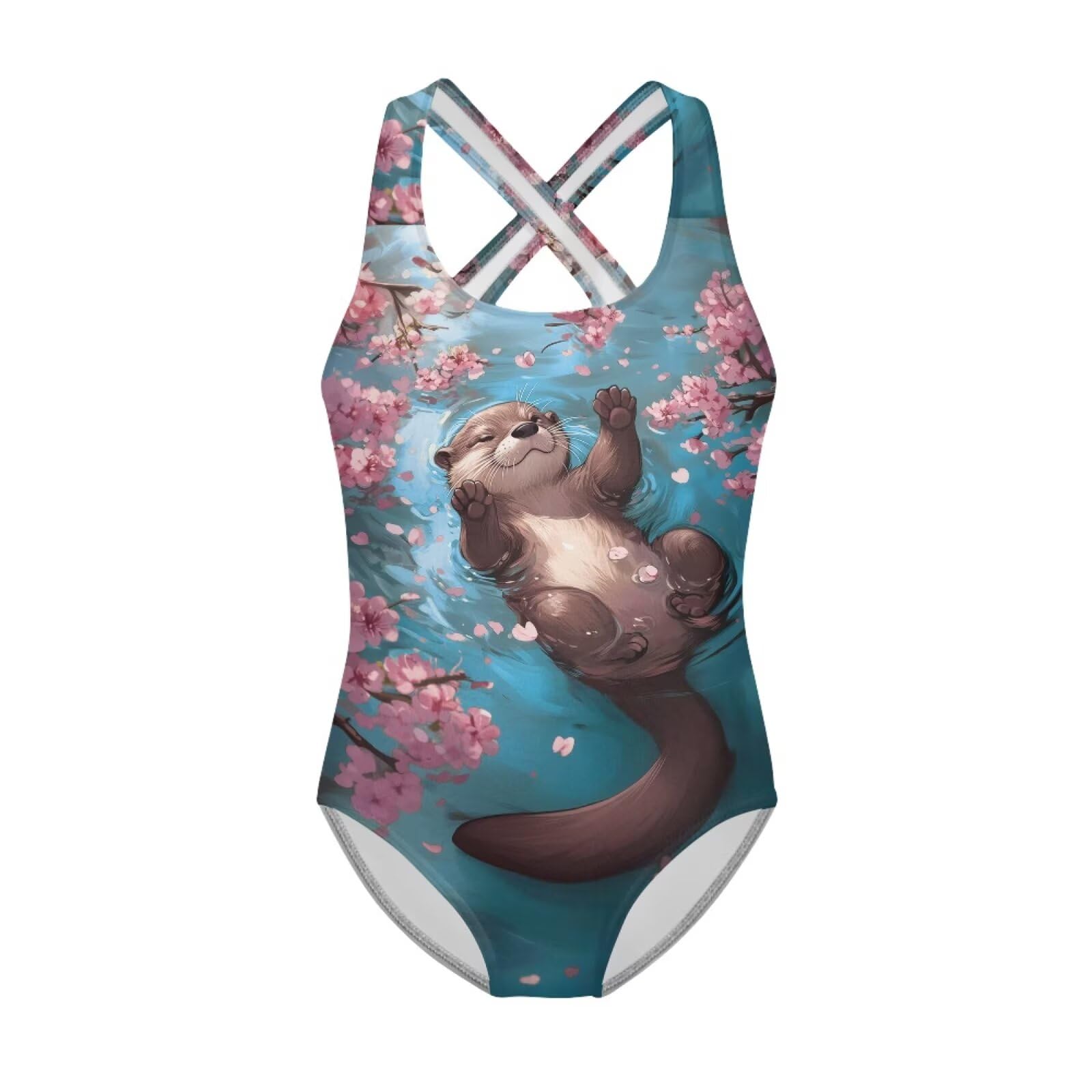 Costume da bagno intero per ragazze, con cross training, costume da bagno sportivo da spiaggia, età 5-14 anni