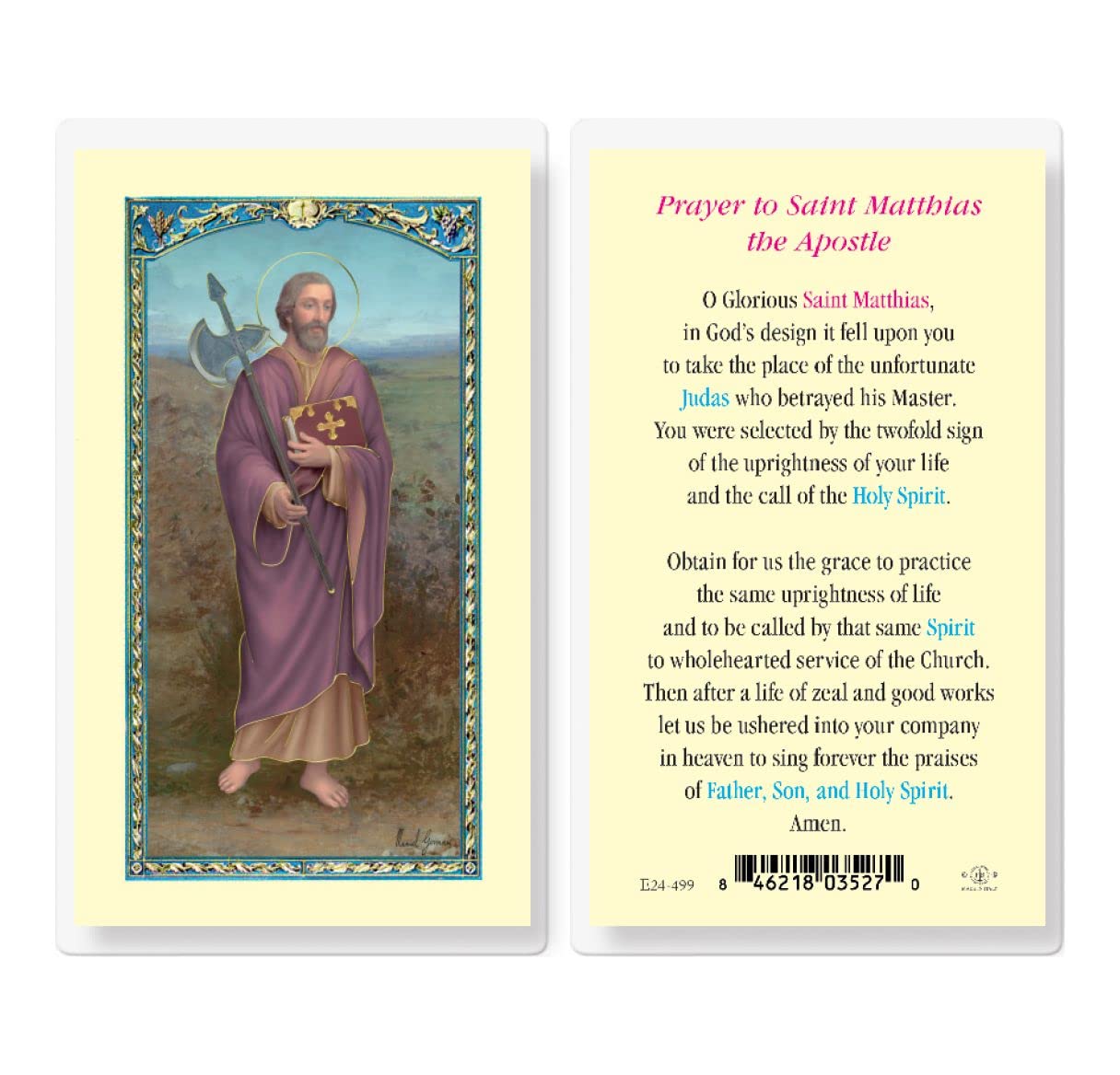 Prayer to St. Matthias The Apostle Laminated Holy Cards, 25-Count Value Pack