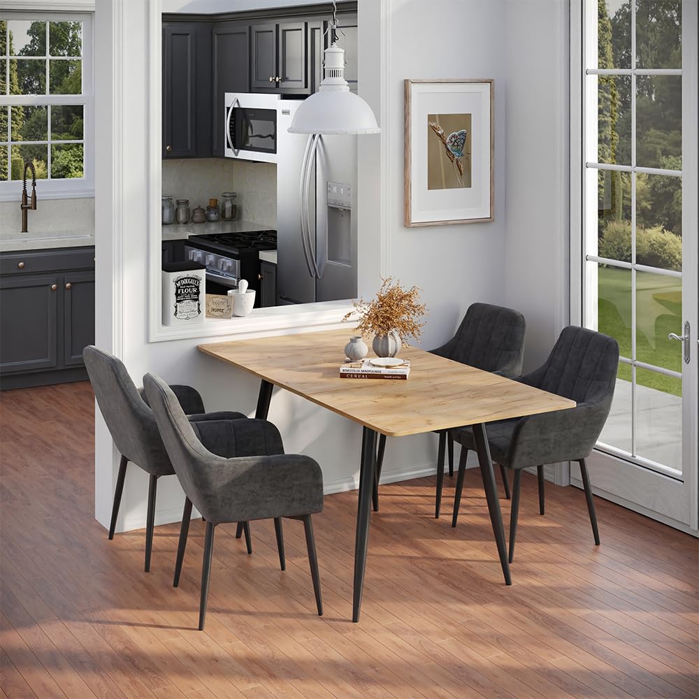 Vicco Table de Salle à Manger Beaver, Chêne doré/Noir, 120-160 x 80 cm