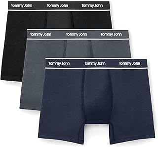 Tommy John Men's Essential Cool Cotton Stretch Boxer Brief Underwear - 6" 3-Pack, Breathable, Moisture-Wicking, Support Pouch