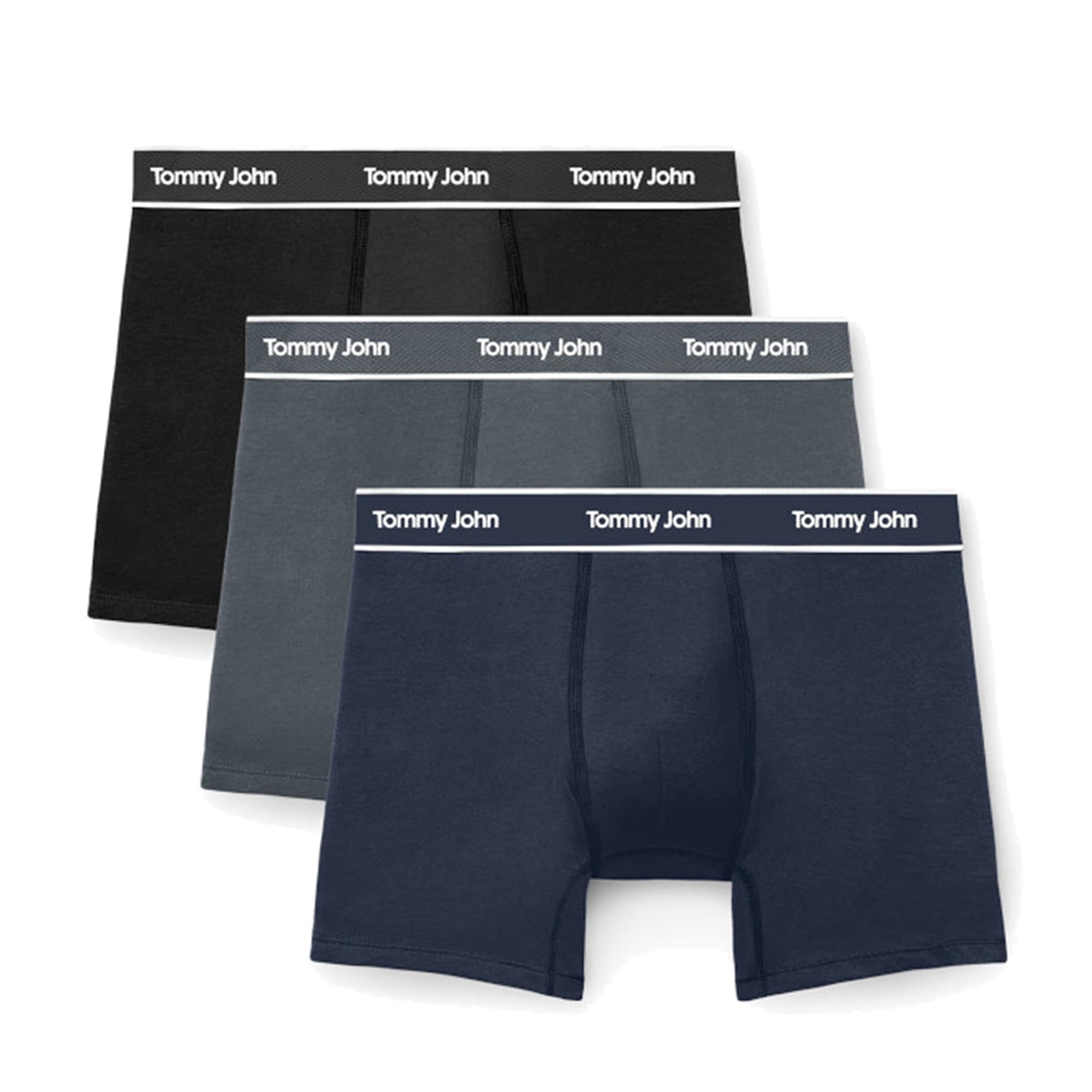 Tommy John Mens Essential Cool Cotton Stretch Boxer Brief Underwear - 6 3-Pack Breathable Moisture-Wicking Support Pouch