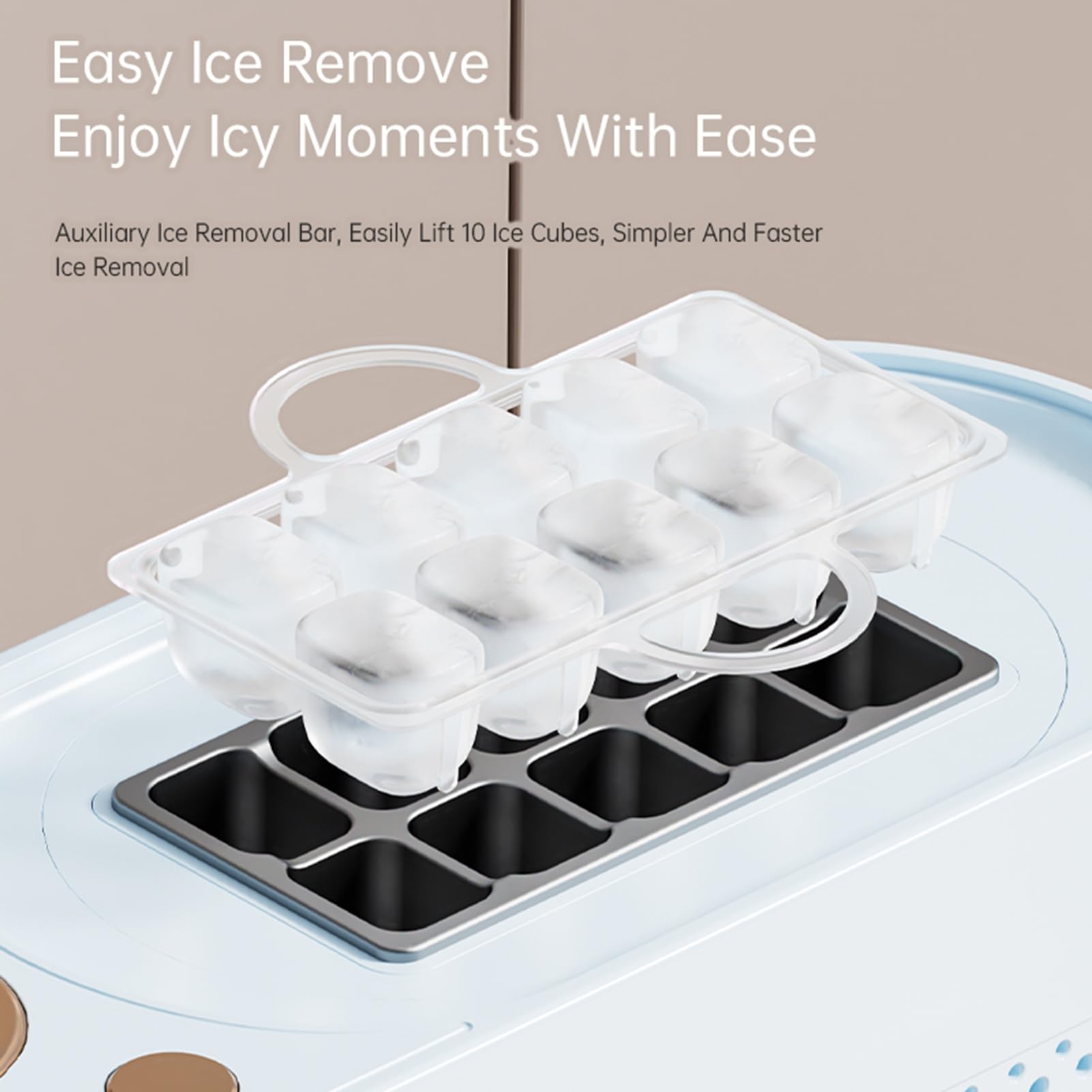 Mini máquina de hielo para encimera, 10 cubitos de hielo en 15 minutos, máquina de hielo automática portátil silenciosa para el hogar, camping, oficina, bar, fiesta, coche (Enchufe