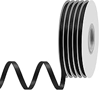 Vista 227 de Cinta de satén rosa polvoriento de doble cara, 3/8 pulgadas x 50 yardas, cintas de poliéster rosa polvoriento para envolver regalos, cinta de tela