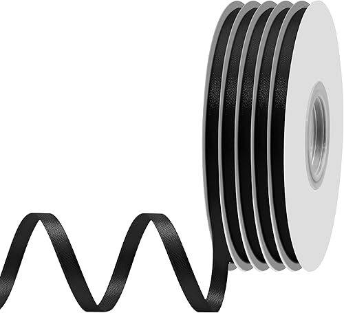 Miniatura 227 de Cinta de satén rosa polvoriento de doble cara, 3/8 pulgadas x 50 yardas, cintas de poliéster rosa polvoriento para envolver regalos, cinta de tela