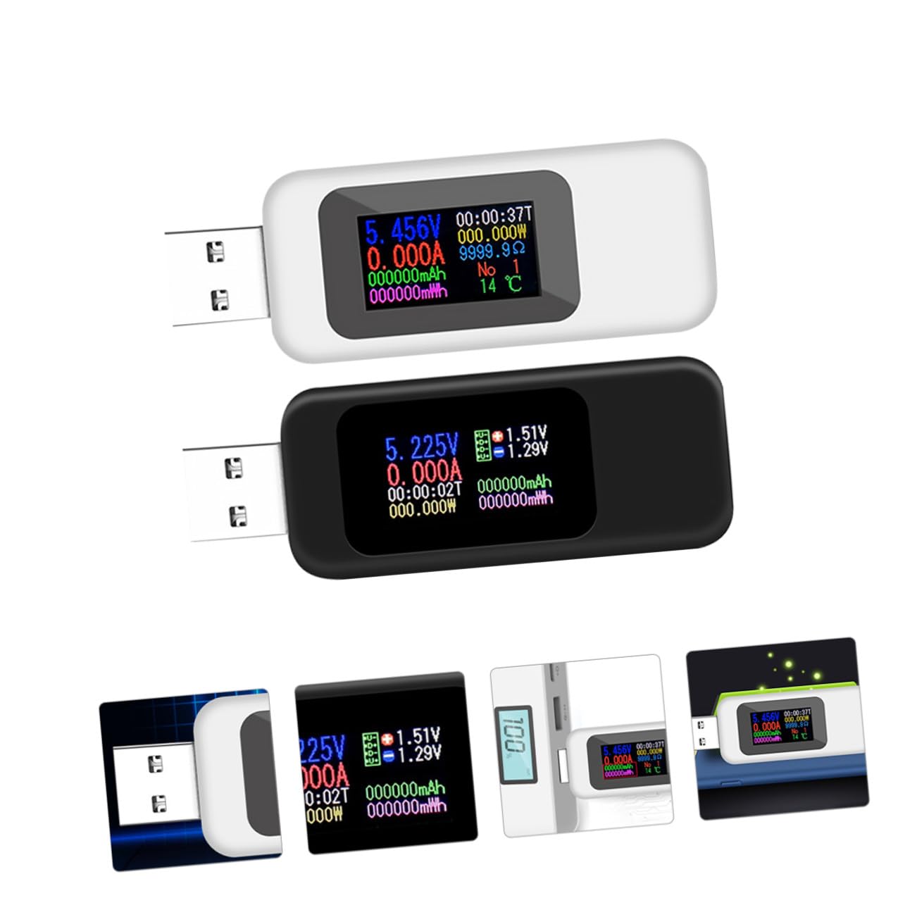 HOMSFOU 4piezas Usb Voltmeter y Ammeter Digital Tester Medidor De y Voltaje Pantalla Led Sin Batería Para Monitoreo De y Estado De Energía
