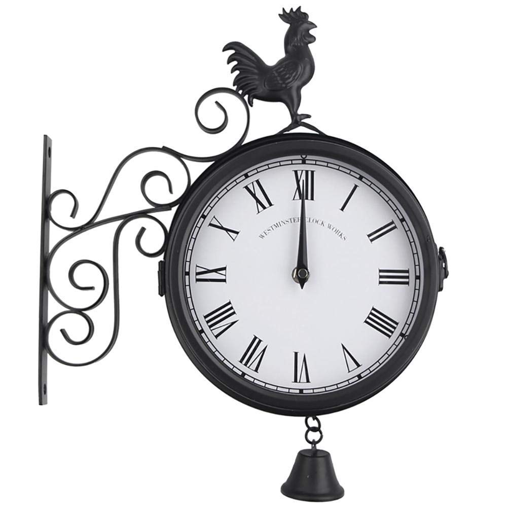Horloge extérieure double face et cloches en fer pour une décoration de jardin vintage élégante