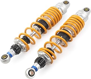 FSFYUK Par de amortiguadores traseros universales para motocicleta de 320 mm para Scooter ATV UTV Dirt Street Bike, extremo redondo y amarillo