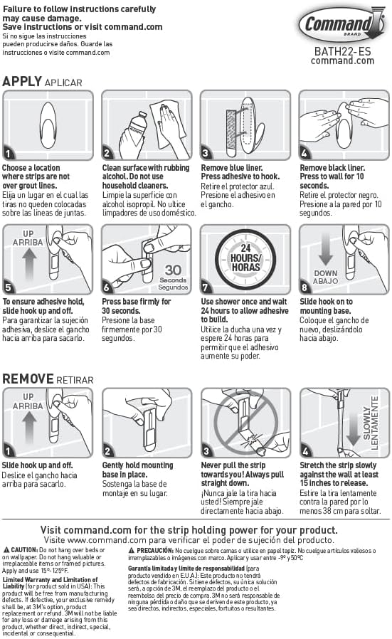 Command Bath Replacement Strips, 2-Medium and 4-Large Water-Resistant Adhesive Strips, Re-Hang Bath Hooks or Caddies (Pack of 3) - image 9