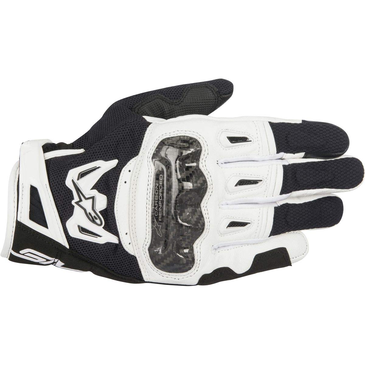 Alpinestars SMX-2 Air Carbon V2 Gloves - Black, Full-Grain Leather & 3D Mesh, Carbon Knuckle Protection, Touchscreen Compatible, Pre-Curved Design