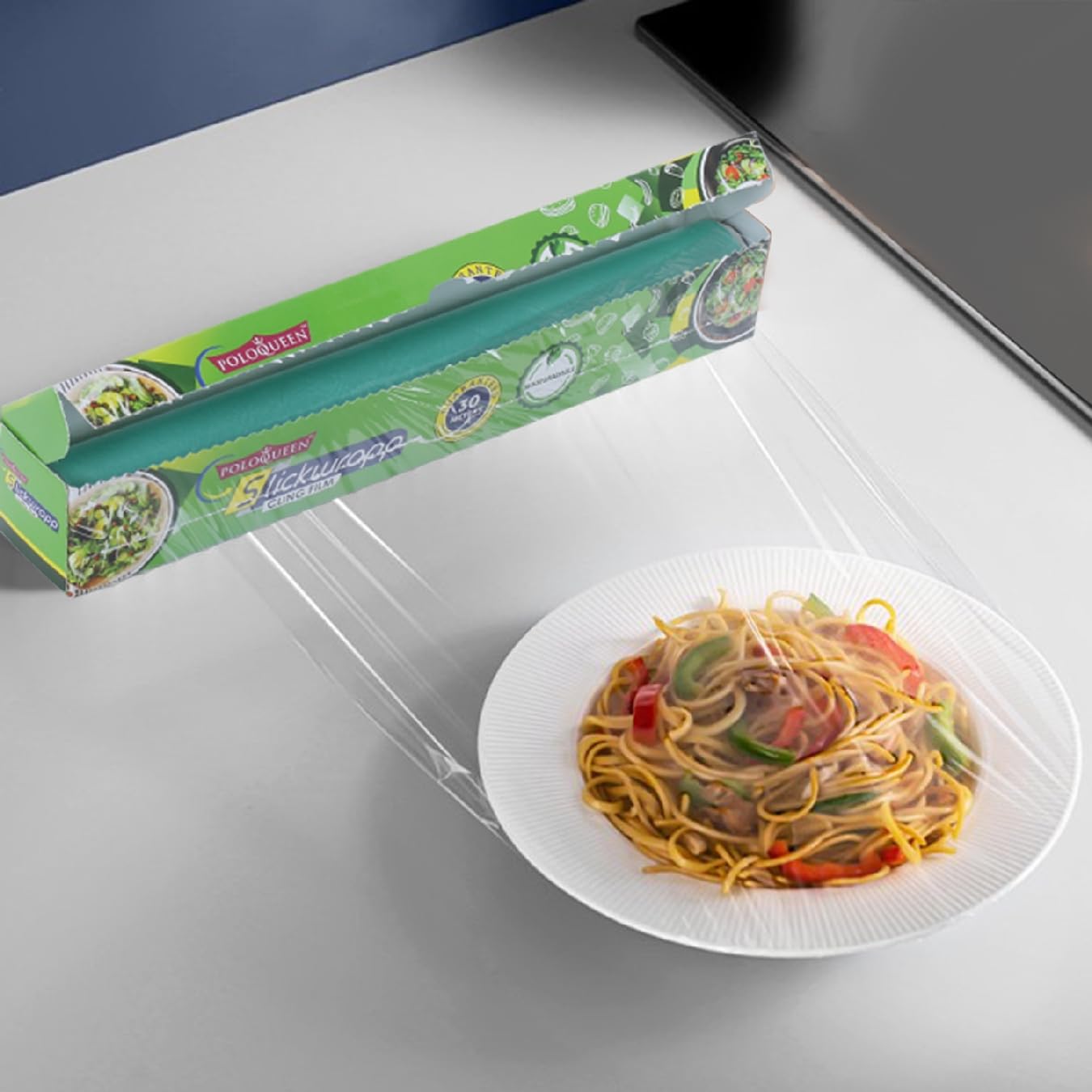 Polo Queen Slickwrapp Food Wrapping Roll Pack of 2 (30m Each) | Microwave-Safe | Eco-Friendly Kitchen Wrap | Freshness Protection for Tiffin, Storage & Meal Prep 4