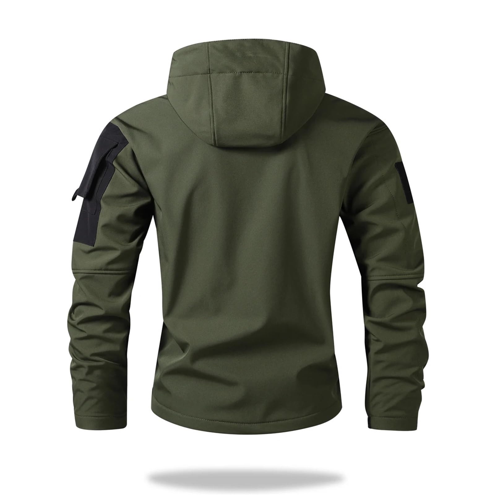 Giacca impermeabile da uomo, softshell, for escursionismo, caccia, multitasche, con cappuccio, fodera in pile, resistente alla pioggia Per Uomo