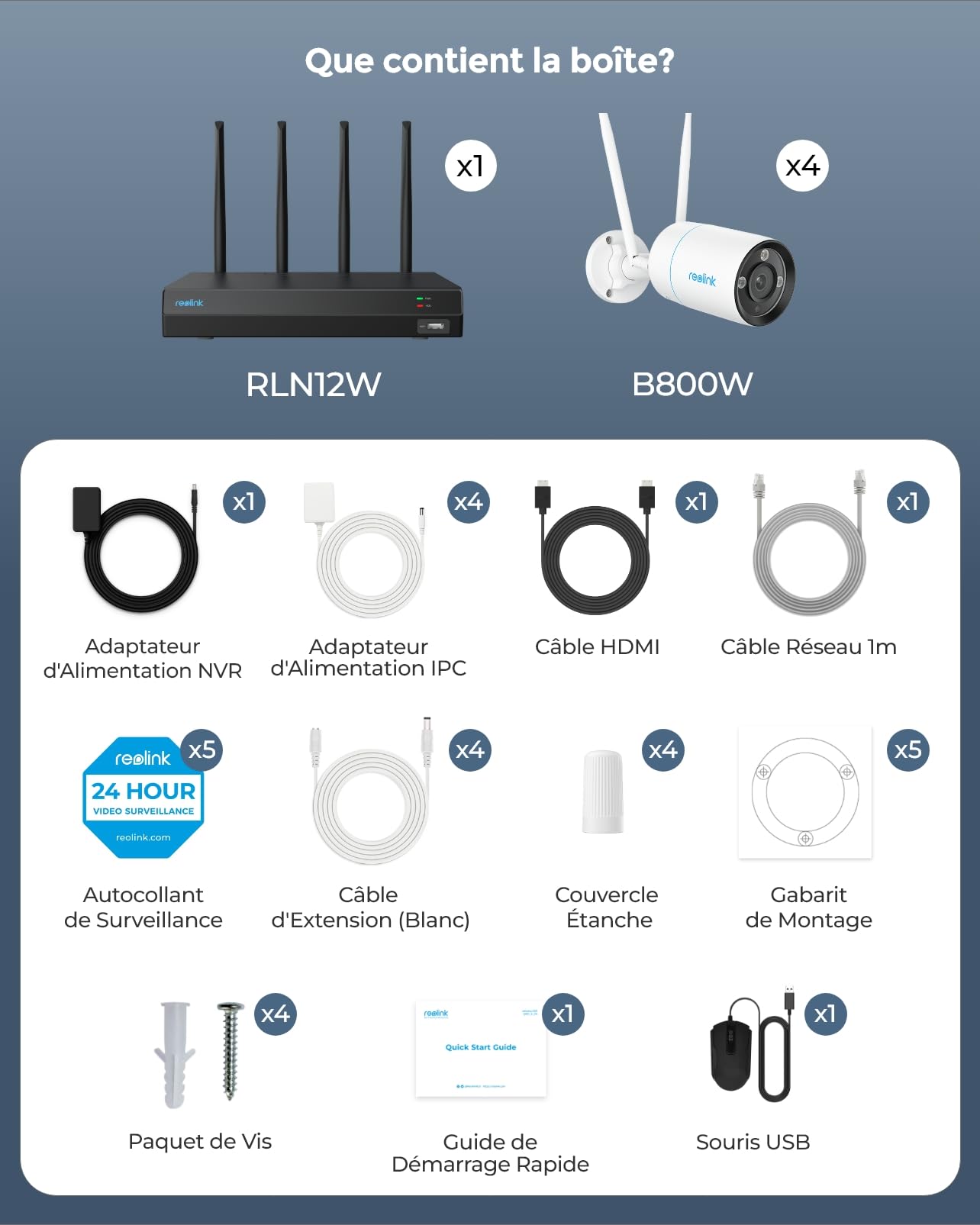 Reolink 4K Kit Caméra de Surveillance Wi-FI 6 Extérieure, 2,4/5GHz WiFi