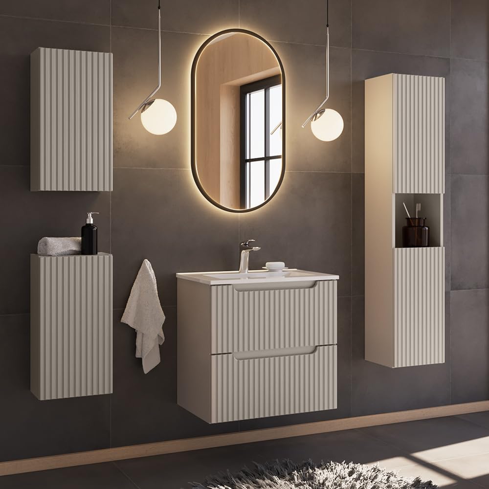 Lomadox Badkamer hangkast 30 cm wit gegroefd front wandkast badkamerkast 1-deurs B/H/D ca. 30/57/19 cm Lomadox Badkamer hangkast 30 cm wit gegroefd front wandkast badkamerkast 1-deurs B/H/D ca. 30/57/19 cm