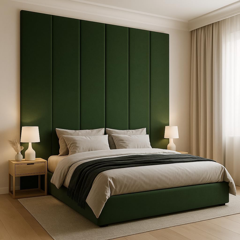 Wall Mounted Upholstered Headboard Vertical Panels, Made to Order (Queen (U.S. Standard))
