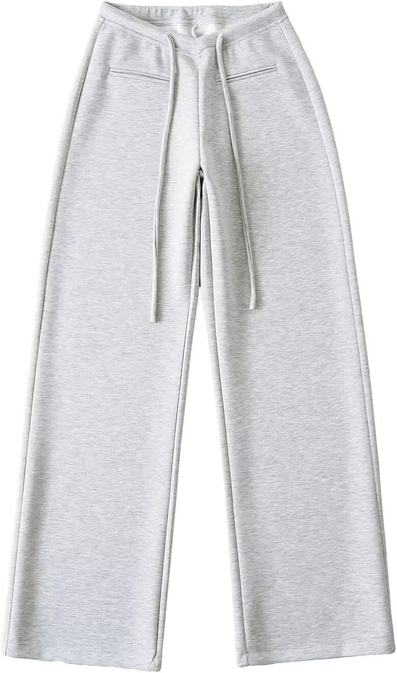 Oplxuo Women's Wide Leg Sweatpants Elastic High Waist Lounge Pants Loose Casual Jogger Pants