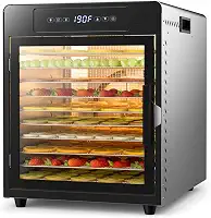 Desidratador de alimentos 800W | 10 bandejas grandes de aço inoxidável | Temperatura digital ajustável de 88 °C e temporizador de 24H, máquina de secagem versátil para iogurte de cogumelos de