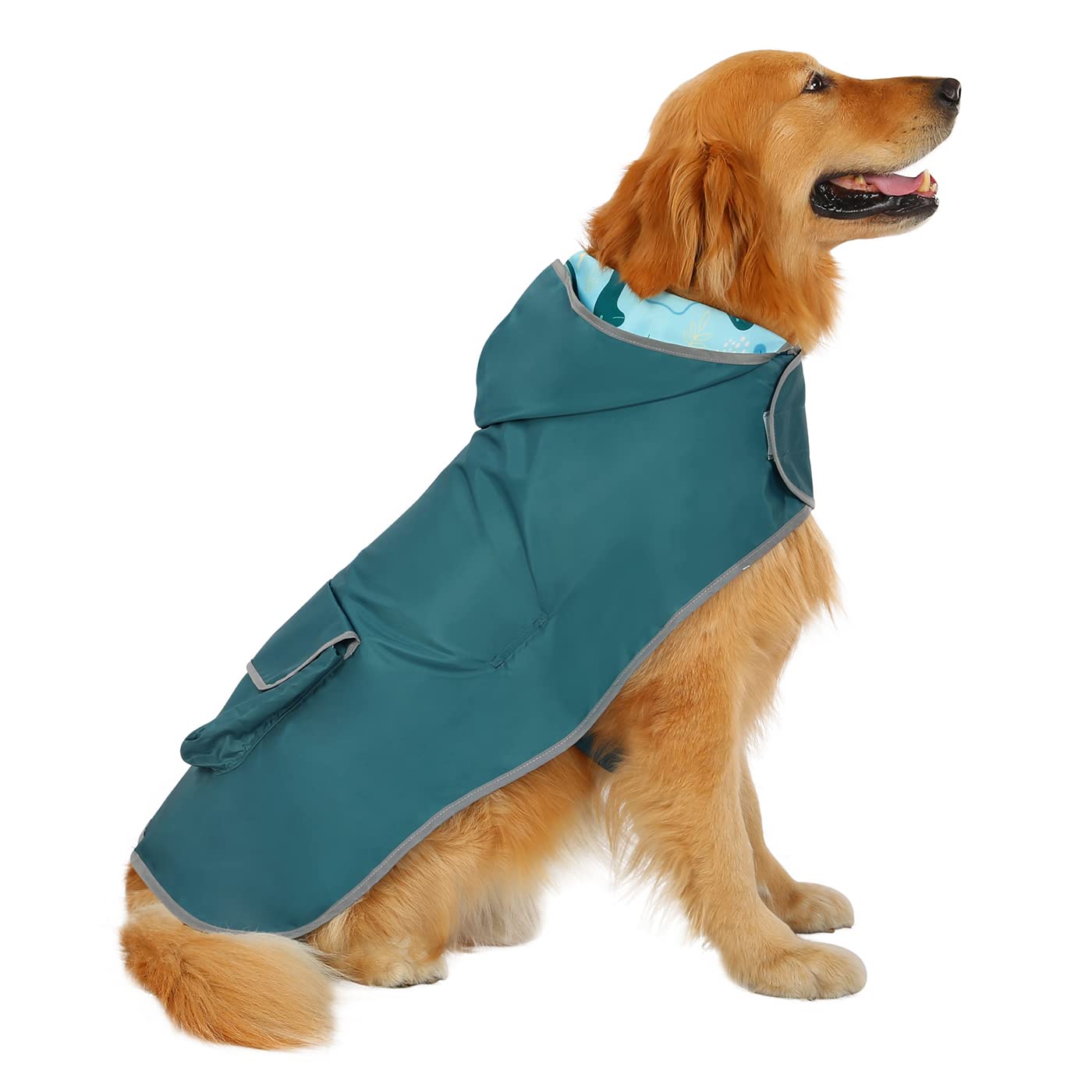 HDE - Impermeable Reversible con Capucha para Perros pequeños, medianos y Grandes, diseño de Dinosaurios, XXL