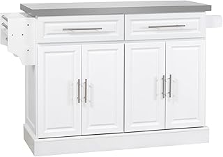 HOMCOM Rolling Kitchen Island Cart with 47