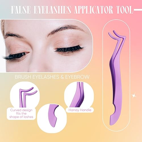Miniatura 4 de Gisafai 6 herramientas aplicadoras de pestañas, pinzas de pestañas moradas para extensiones de pestañas, pinzas rectas y curvadas para pestañas