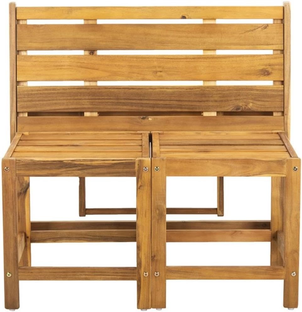 Pemberly Row Contemporary Convertible Outdoor Patio Bench, Natural Finish, Standard Dimensions, Functional and Decorative Design for Outdoor Spaces or Garden Seating