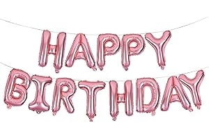 Rose Gold Happy Birthday Balloons Banner