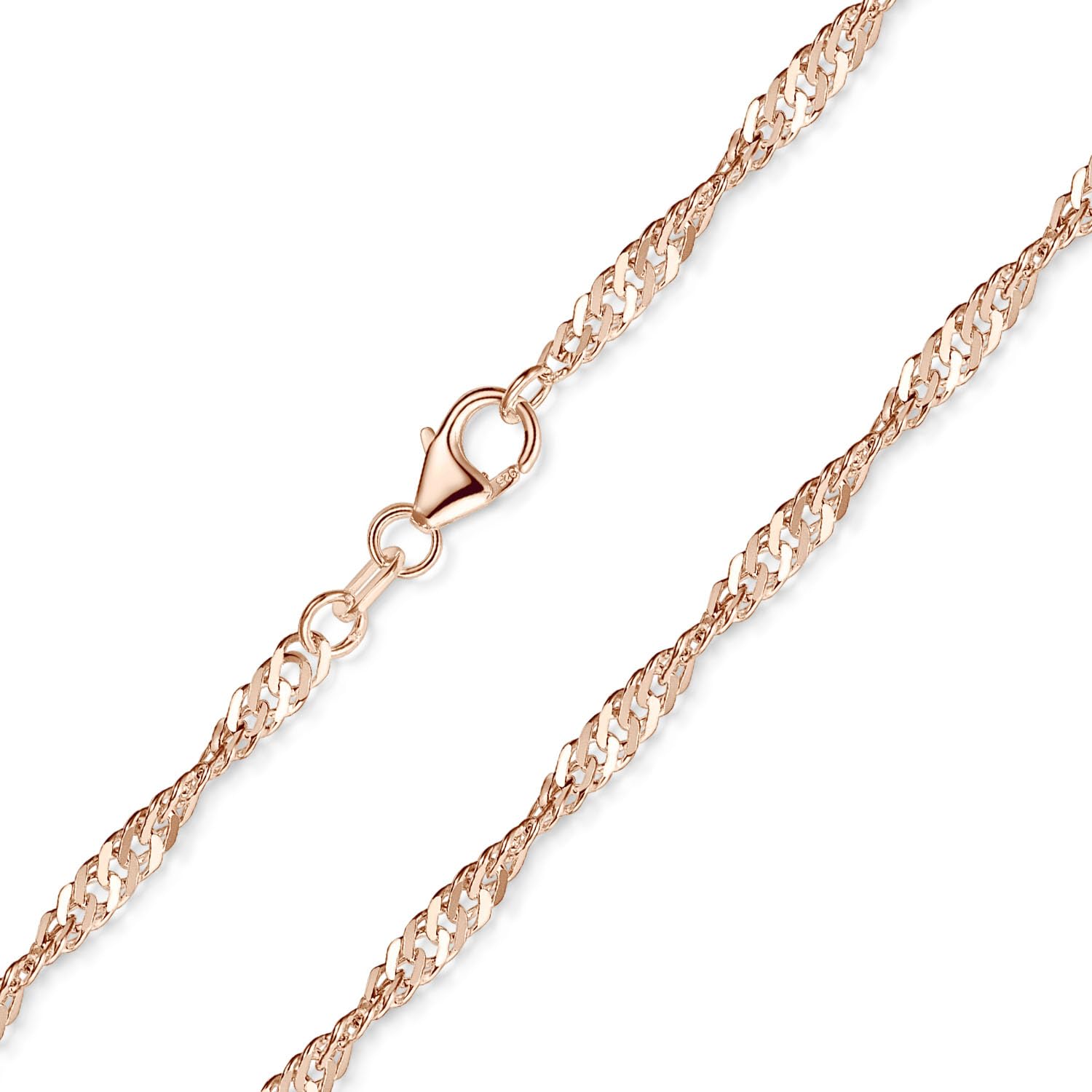 Singapurkette Rosegold 925 Silber rosé vergoldet 3mm K11