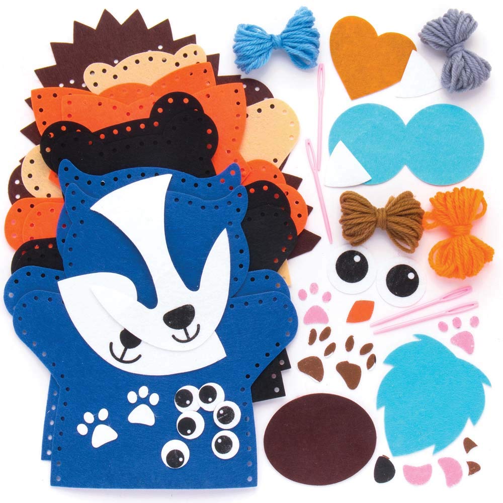 Jackinthebox Kit Burattini Fattoria 6 In 1 Per Bambini 4-8 Anni - Fai Da Te Con Adesivi In Feltro - Gioco Di Ruolo