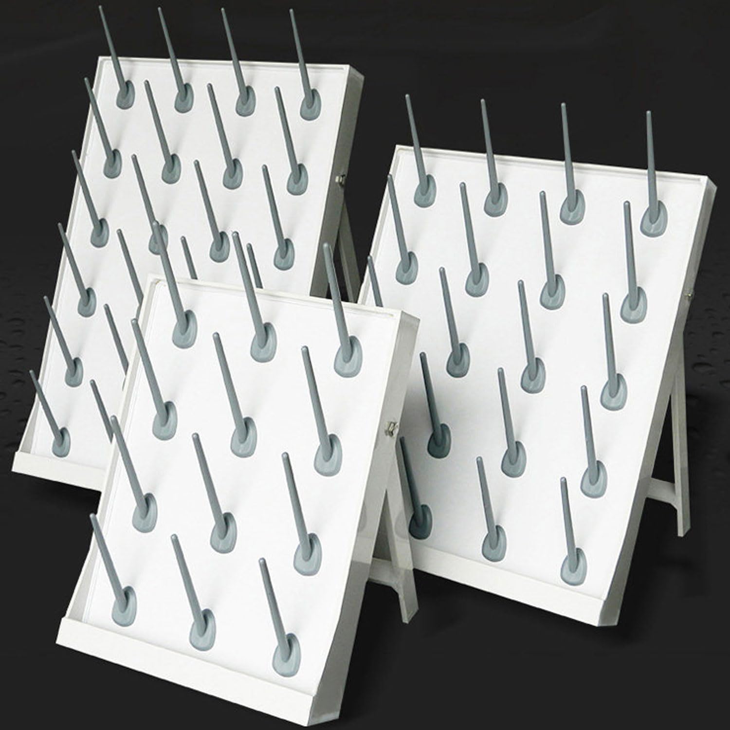 Abtropfgestell für Laborgläser, mobiles Abflussgestell mit abnehmbaren Tropfstangen, 9,5 cm Stangenabstand, 12/20/24 Herings-Optionen, tragbarer Glaswarenhalter für Reagenzgläser, Flaschen