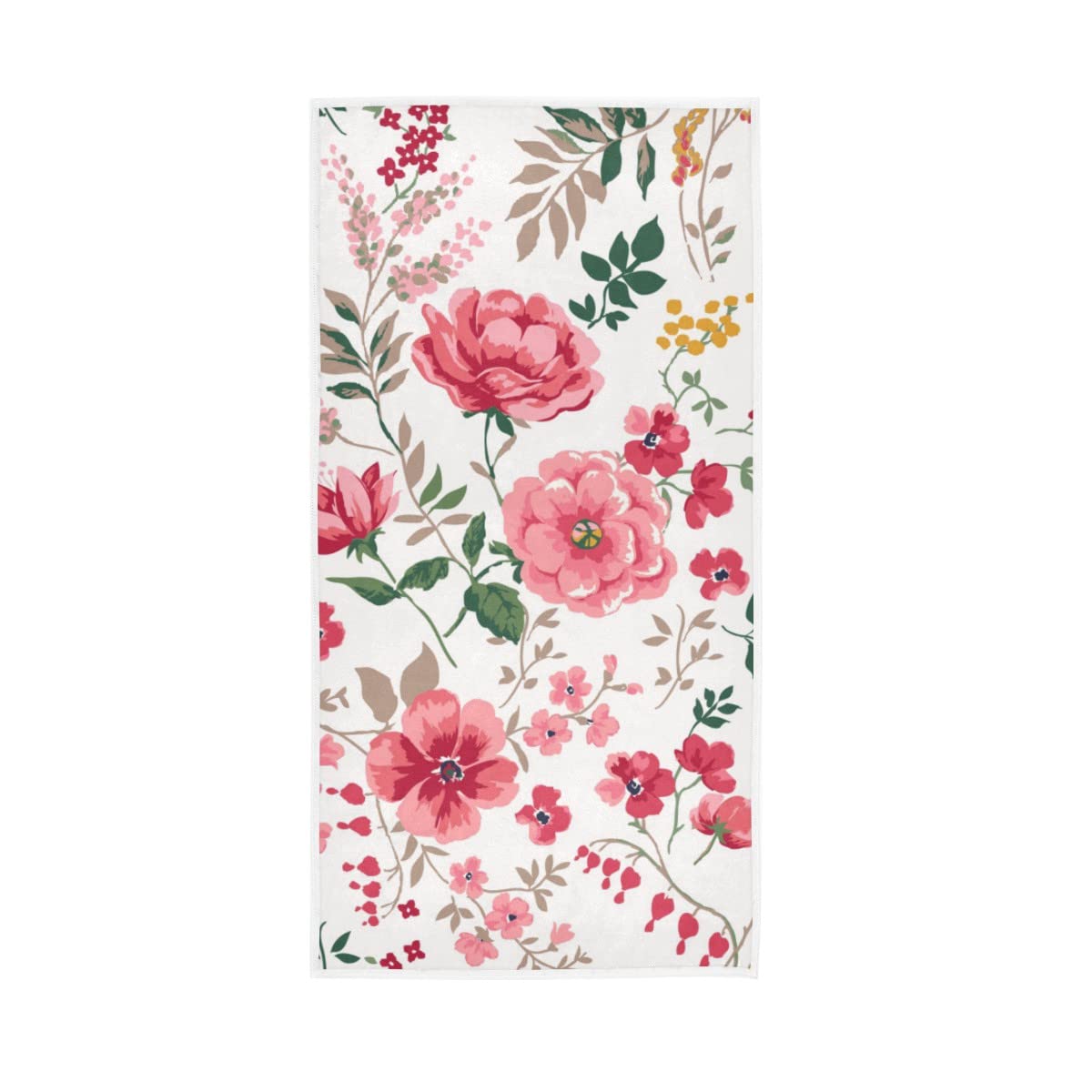 HUYGD Trendy Red Floral Soft Bath Towel Absorbent Hand Towels Multipurpose for Bathroom Hotel Gym Spa 30"x15"