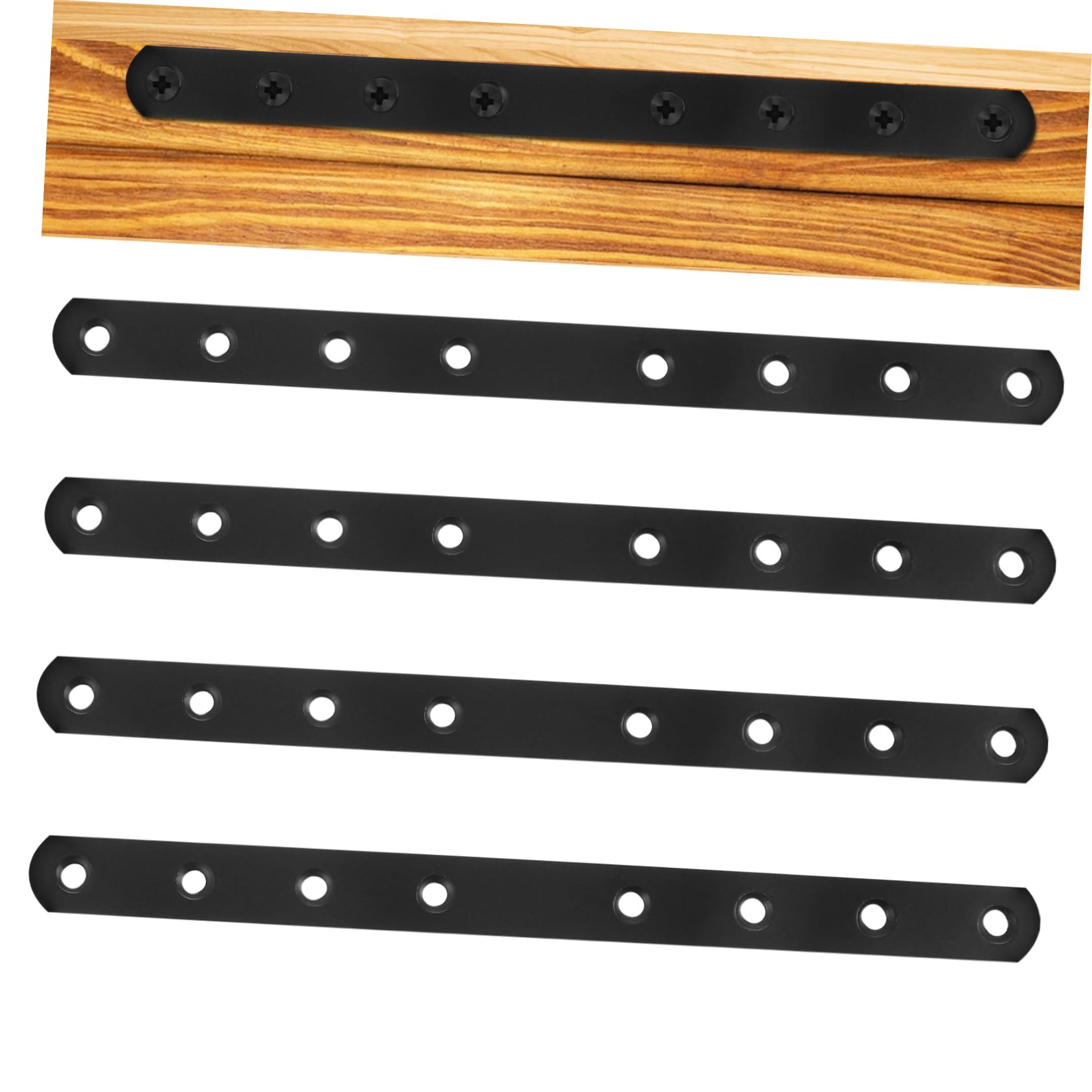 OSALADI 4 Pcs Metal Plates Straight Brace Set Stainless Steel Flat Bars for Multi-Functional Furniture Fixing