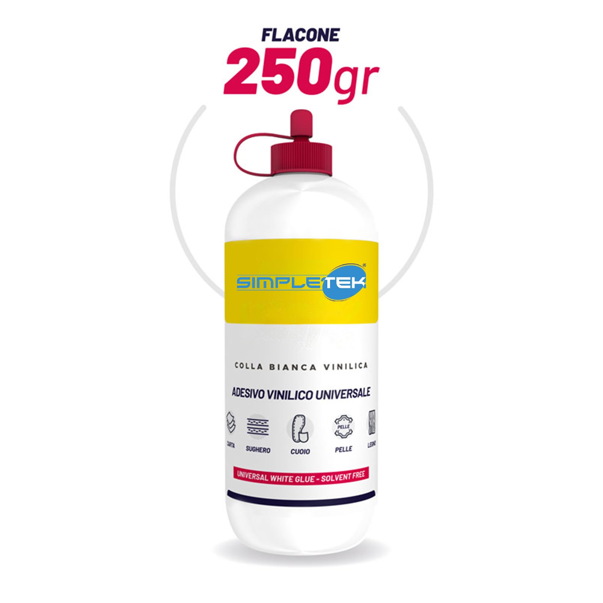 SIMPLETEK - 12x Adesivo Vinilico Universale - Adesivo Universale 250g per Confezione - Totale 3kg - Ideale per Legno, Carta, Sughero e Cuoio
