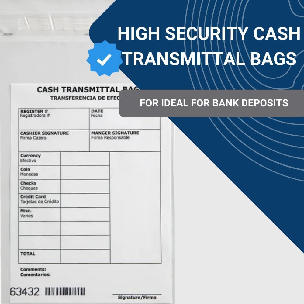Clear Bank Deposit Bags 6"x9" 500-pack | Secure Bank Cash Transmittal Envelopes for Cash, Coins, Credit Cards, Checks, and More | Numbered, Self-Sealing, and Permanent Adhesive - Image 10