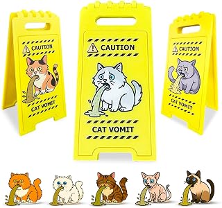 Cat Lover's Funny "Caution Cat Vomit" Desk Sign – (Over 15 Cat Breed Designs) Vivid 3D Printed Double-Sided Miniature Foldable Decor, Quirky Gag Gift, Unique Cat Breeds & Colors, Home & Office Humor, 4.88" Tall (Ragdoll)