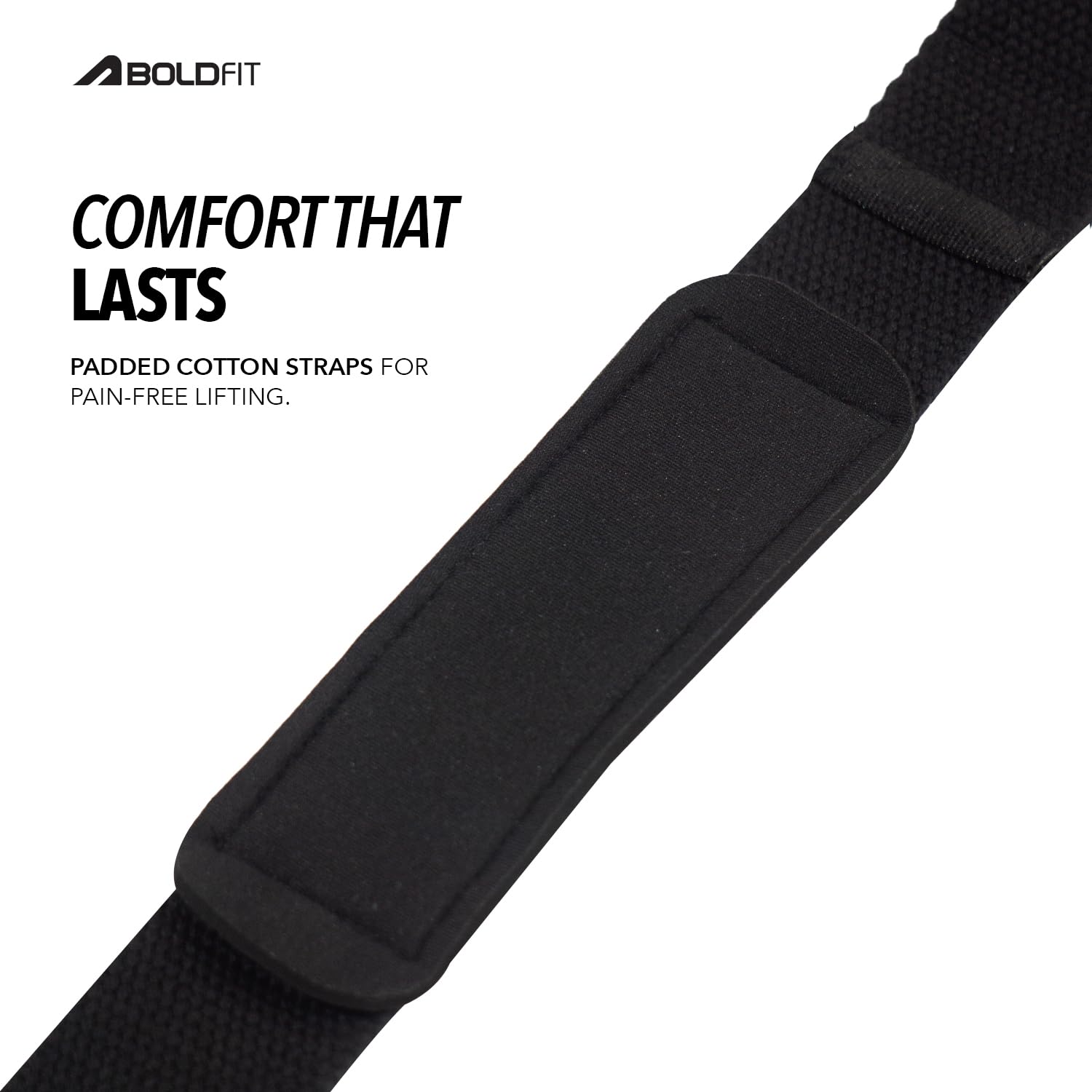 Boldfit Weight Lifting Straps Wrist Supporter for Gym Training, Deadlift Grip Heavy Workout Accessory for Men & Women, Strength Training Weightlifting Strap - 1 Pair - Black Product Image 5