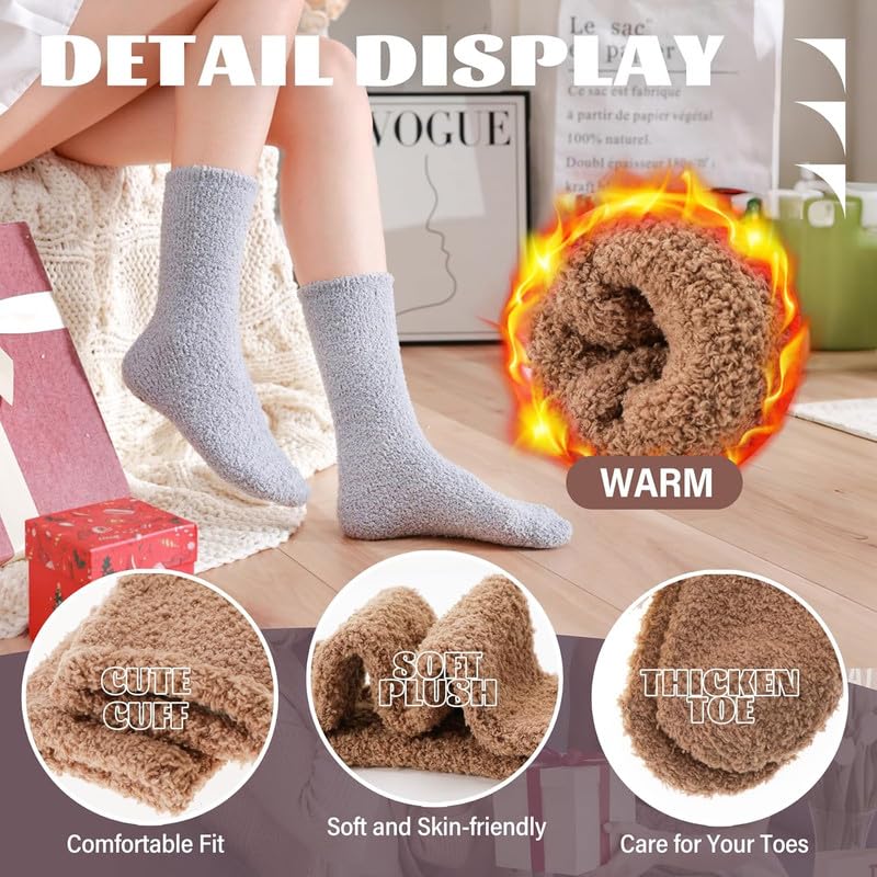 PinKit Fuzzy Socks for Women Men Slipper Fluffy Cozy Warm Winter Thick Plush Crew Socks 3 Pairs - Image 3 thumbnail