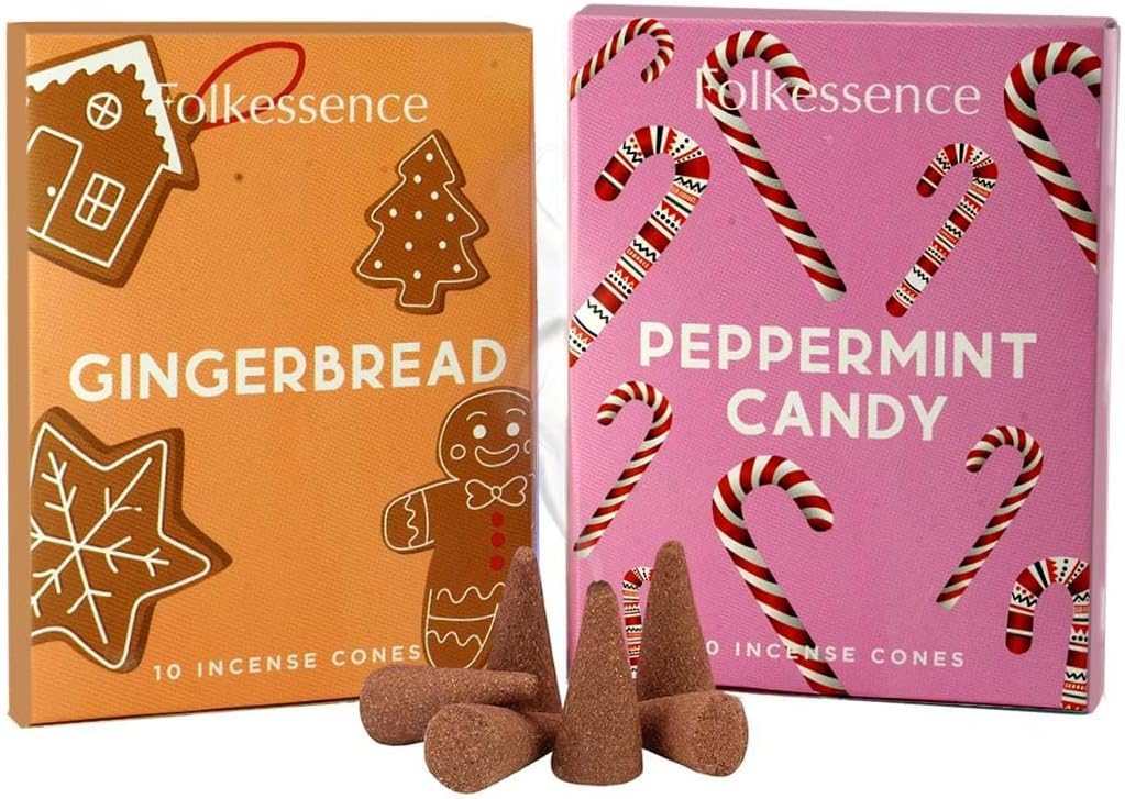 Folkulture Peppermint Candy + Gingerbread Incense Cone (, Pack Of 2 Incense Cones)