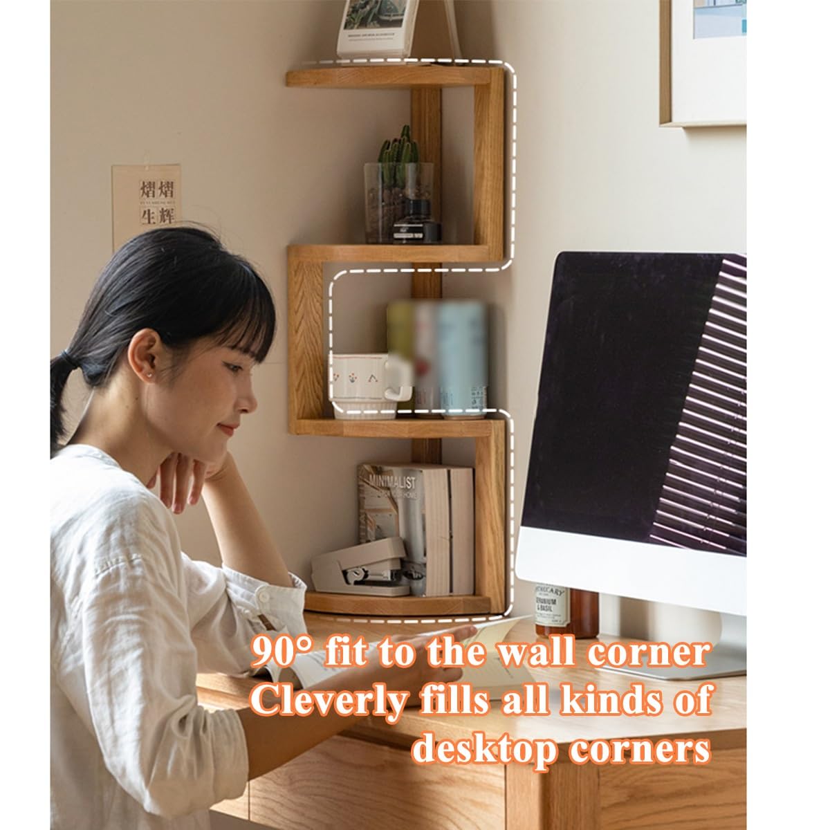 Amazon.com: YCKEGEW 20x20x68cm Bow-Shaped Corner Bookshelf